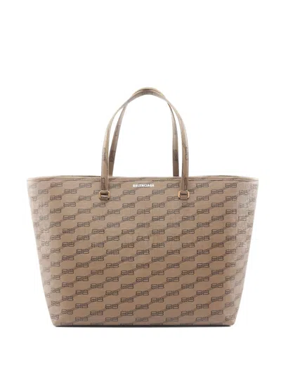 Pre-owned Balenciaga 2010s Bb-monogram Tote Bag In Neutral