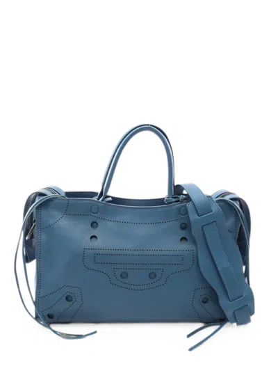 Pre-owned Balenciaga 2010s Blackout City Handbag In Blue