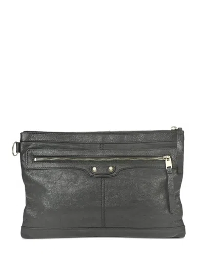 Pre-owned Balenciaga 2010s Clip M Clutch Bag In Grey