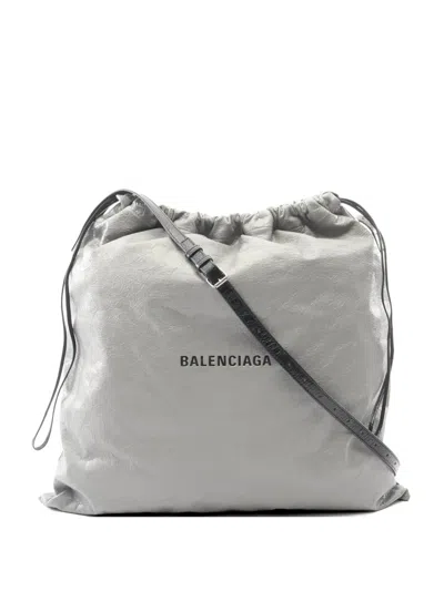 Pre-owned Balenciaga 2010s Dust Bag Leather Shoulder Bag In Gray