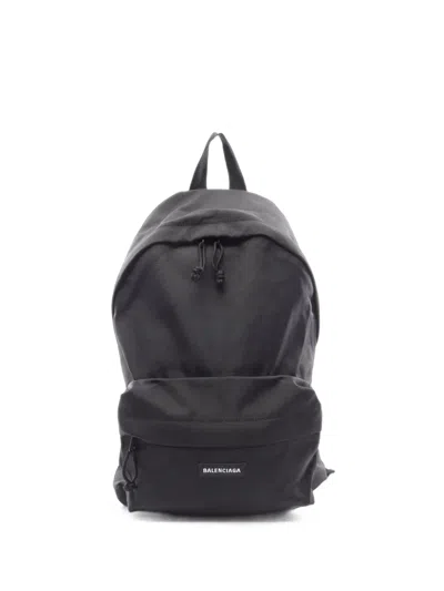 Pre-owned Balenciaga 2010s Explorer Logo-embroidered Backpack In Black