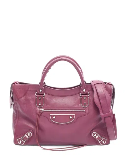 Pre-owned Balenciaga 2010s Le City Metallic Edge Tote Bag In Purple