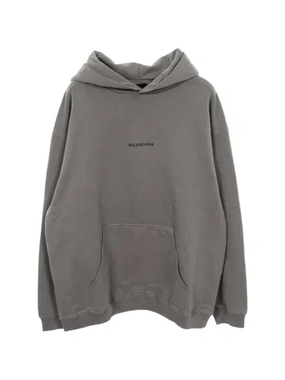 Pre-owned Balenciaga 2010s Logo Embroidery Hoodie In Gray