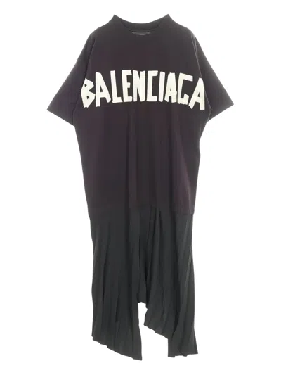 Pre-owned Balenciaga 2010s Logo-print T-shirt Dress In Black