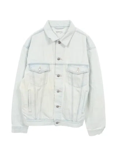 Pre-owned Balenciaga 2010s Logo-detail Denim Jacket In Blue