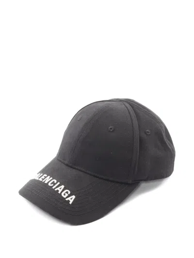Pre-owned Balenciaga 2010s Logo-embroidered Cap In Black