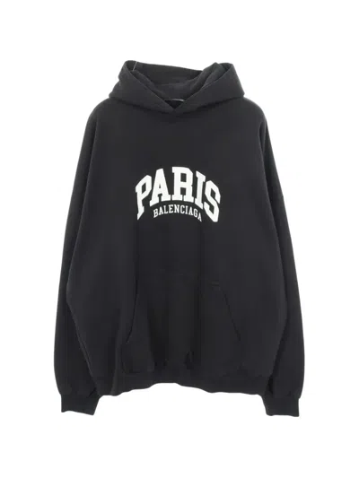Pre-owned Balenciaga 2010s Logo-embroidered Hoodie In Black