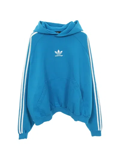Pre-owned Balenciaga 2010s Logo-embroidered Hoodie In Blue