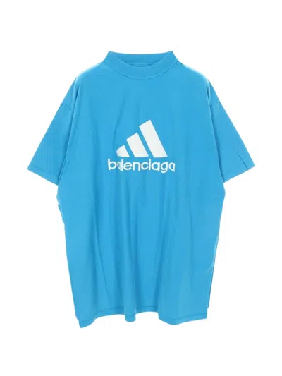 Pre-owned Balenciaga 2010s Logo-embroidered T-shirt In Blue