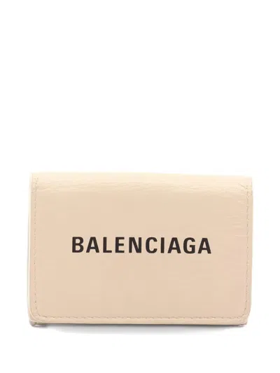 Pre-owned Balenciaga 2010s Logo-lettering Wallet In Neutral