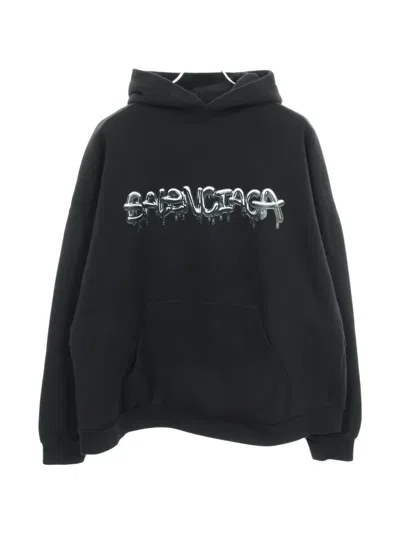 Pre-owned Balenciaga 2010s Logo-print Hoodie In Black