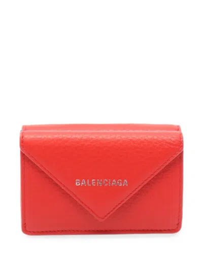 Pre-owned Balenciaga 2010s Papier Tri-fold Wallet In Red