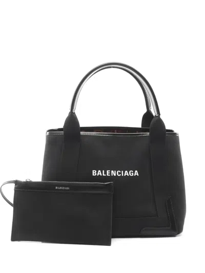 Pre-owned Balenciaga 2010s S Navy Cabas Tote Bag In Black