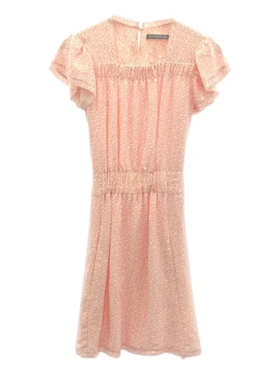Pre-owned Balenciaga 2010s Short-sleeves Silk Dress In Pink