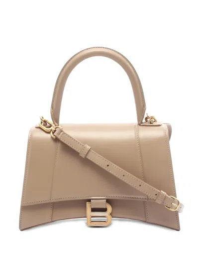 Pre-owned Balenciaga 2010s Small Hourglass Leather Tote Bag In Neutral