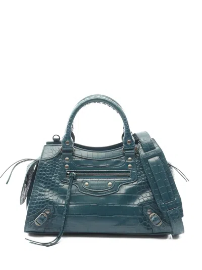 Pre-owned Balenciaga 2010s Small Neo Classic City Embossed Tote Bag In Blue