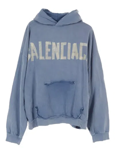 Pre-owned Balenciaga 2010s Tape Type Hoodie In Blue