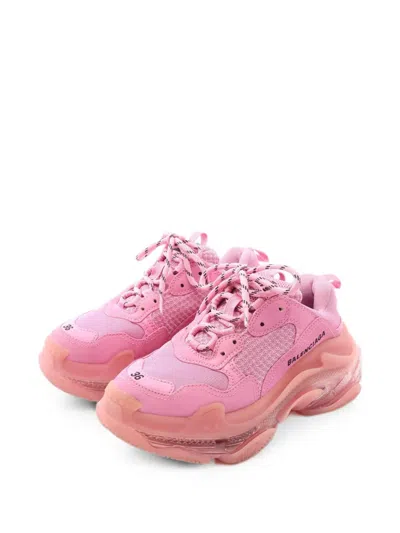 Pre-owned Balenciaga 2010s Triple S Mesh Sneakers In Pink