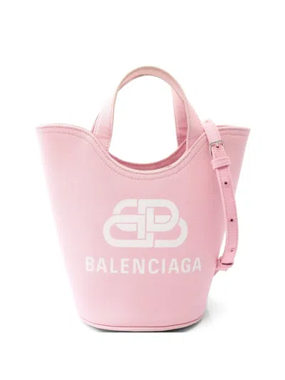 Pre-owned Balenciaga 2010s Wave Canvas Tote Bag In Pink