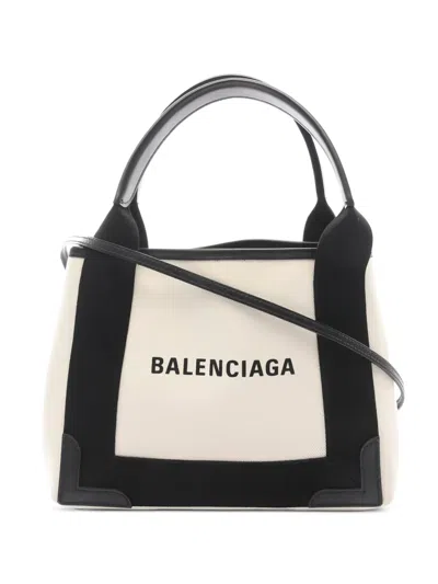Pre-owned Balenciaga 2010s Xs Cabas Hippopotamus Leather Tote Bag In Neutral