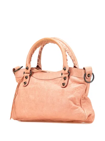 Pre-owned Balenciaga 2011 Lambskin Motocross Classic First Satchel In Pink