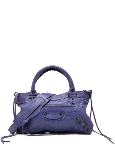 Pre-owned Balenciaga 2011 Lambskin Motocross Classic First Satchel In Purple