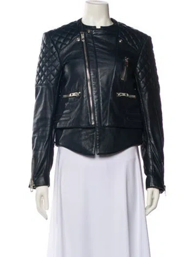 Pre-owned Balenciaga 2011 Leather Biker Jacket In Blue