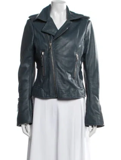 Pre-owned Balenciaga 2011 Leather Biker Jacket In Blue