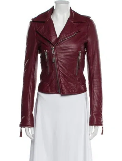 Pre-owned Balenciaga 2011 Leather Biker Jacket In Red