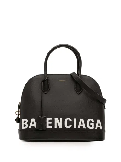 Pre-owned Balenciaga 2011 M Grained Calfskin Ville Top Handle Bag Satchel In Black