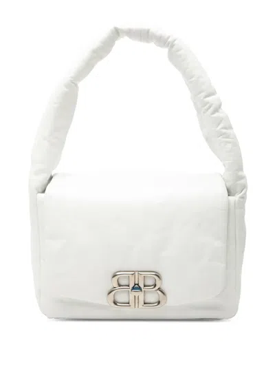 Pre-owned Balenciaga 2011 Small Calfskin Monaco Sling Shoulder Bag In White