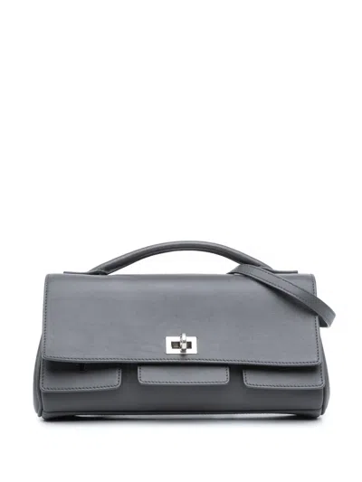Pre-owned Balenciaga 2012-2025 Small Smooth Calfskin Bel Air Clutch On Strap Satchel In Gray