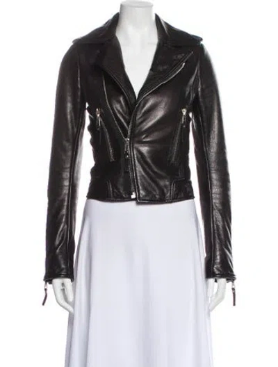 Pre-owned Balenciaga 2012 Lamb Leather Biker Jacket In Black
