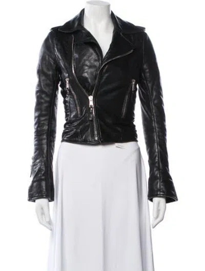 Pre-owned Balenciaga 2012 Lamb Leather Biker Jacket In Black