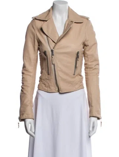 Pre-owned Balenciaga 2012 Lamb Leather Biker Jacket In Neutral