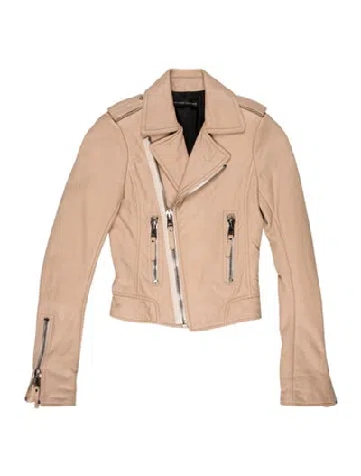 Pre-owned Balenciaga 2012 Lamb Leather Biker Jacket In Pink