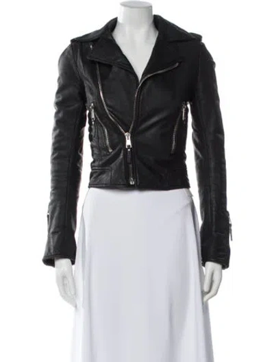 Pre-owned Balenciaga 2012 Lambskin Biker Jacket In Gray