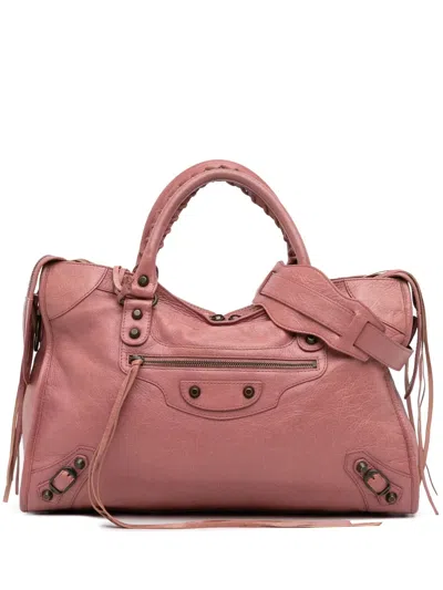 Pre-owned Balenciaga 2012 Lambskin Motocross Classic City Satchel In Pink