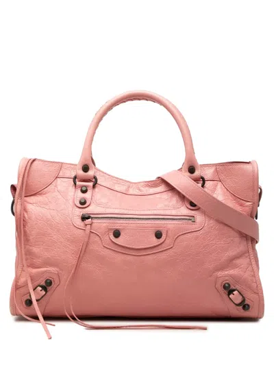 Pre-owned Balenciaga 2012 Lambskin Motocross Classic City Satchel In Pink
