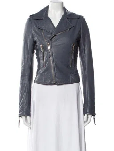 Pre-owned Balenciaga 2012 Leather Biker Jacket In Gray