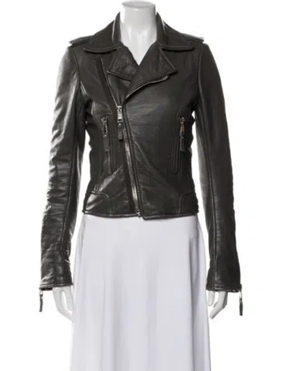 Pre-owned Balenciaga 2012 Leather Biker Jacket In Gray