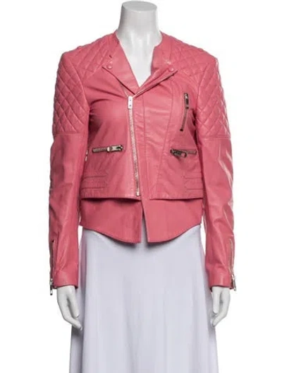 Pre-owned Balenciaga 2012 Leather Biker Jacket In Pink
