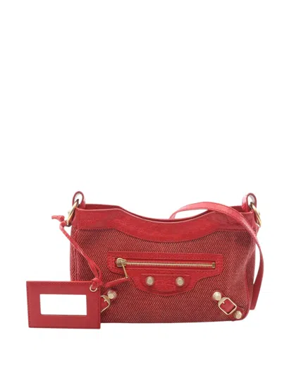 Pre-owned Balenciaga 2012-2013 Lambskin Motocross Giant 12 Hip Crossbody Bag In Red