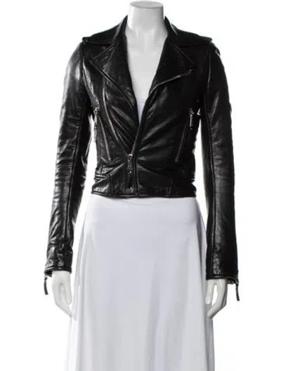 Pre-owned Balenciaga 2013 Lamb Leather Biker Jacket In Black