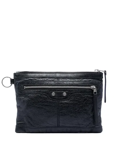 Pre-owned Balenciaga 2013 Lambskin Motocross Classic Clip S Clutch Bag In Black