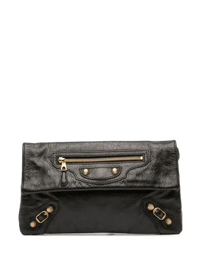 Pre-owned Balenciaga 2013 Lambskin Motocross Giant 12 Envelope Clutch Bag In Black