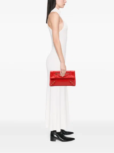 Pre-owned Balenciaga 2013 Lambskin Motocross Giant 12 Envelope Clutch Bag In Red