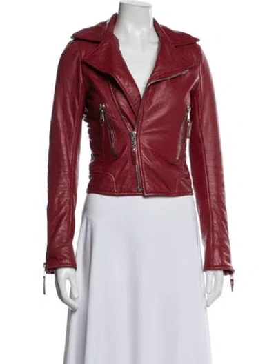 Pre-owned Balenciaga 2013 Leather Biker Jacket In Red