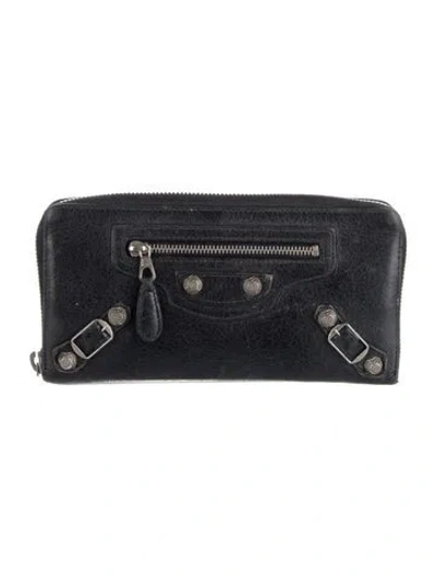 Pre-owned Balenciaga 2013 Leather Continental Wallet In Blue