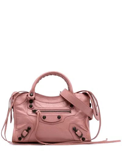 Pre-owned Balenciaga 2013 Mini Lambskin Motocross Classic City Satchel In Pink